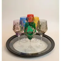 Casa Padrino Pompöös by Luxus Weinglas Set Bunt Ø 8,7 x H. 20,3 cm - Weingläser mit 24 Karat Vergoldung - Pompööse Weingläser designed by Harald Glööckler