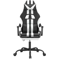 vidaXL Gaming-Stuhl mit Fußstütze Schwarz und Weiß Kunstleder