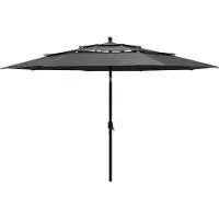 The Living Store Sonnenschirm mit Aluminium-Mast 3-lagig Anthrazit 3,5 m