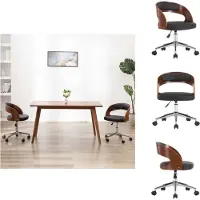 vidaXL Drehbarer Bürostuhl Schwarz Bugholz und Kunstleder - Bürostühle
