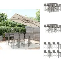 vidaXL 9-tlg. Gartenbar-Set mit Kissen Grau Poly Rattan - Gartenmöbel-Sets