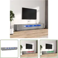 The Living Store 3-tlg. TV-Schrank-Set LED-Leuchten Grau Sonoma Holzwerkstoff