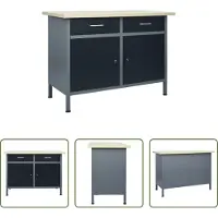 The Living Store Werkbank Schwarz 120x60x85 cm Stahl