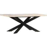 Syfax Esstisch 180 x 90 x 76 cm Massives Gebleichtes Mangoholz
