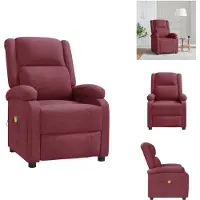 vidaXL Ohrensessel mit Massagefunktion Weinrot Stoff - Massagesessel