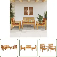 The Living Store 5-tlg. Garten-Lounge-Set Massivholz Akazie
