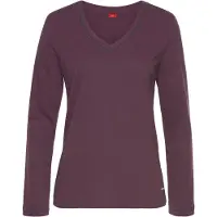 s.Oliver Pyjamaoberteil , Damen, Gr. 40/42, lila (bordeaux), Single Jersey, Obermaterial: 100% Baumwolle, unifarben, Basic, Basic, V-Ausschnitt, Shirts Pyjamaoberteil, mit V-Ausschnitt