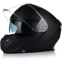 Vito Prato Motorradhelm mit Kinnbügel und Sonnenblende | Klapphelm Motorrad Helm | ECE 22.06 | Mattschwarz | M (57-58 cm)