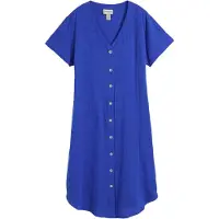 Bonprix Blusenkleid , Damen, Gr. 50, N-Gr, Kurzarm, blau (arktikblau), Obermaterial: 100% Baumwolle, A-Linie, Kleider Blusenkleid, aus Baumwolle, in A-Linie, mit seitlichen Eingriffstaschen