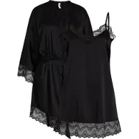 Bonprix Morgenmantel Set, 2 Stk. im Kimono-Stil mit Negligé, mit hochwertiger Spitze