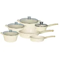 Cheffinger 12-tlg. Kochtopf-Set mit Marmorbeschichtung – Für alle Herdarten inkl. Induktion Beige