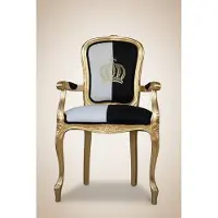 Casa Padrino Pompöös by Harald Glööckler Barock Esszimmerstuhl mit Armlehnen, Schwarz / Weiß / Gold, 48 x 54 x 100 cm