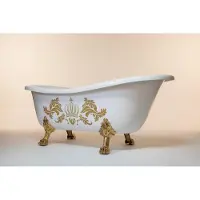 Casa Padrino Pompöös by Luxus Badewanne Deluxe freistehend von Harald Glööckler Weiß / Gold / Weiß 1560mm mit goldfarbenen Löwenfüssen