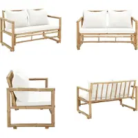 vidaXL 2 Sitzer Gartensofa mit Polstern Bambus - Gartenbank - Gartenbänke - Terassenbank - Terassenbänke