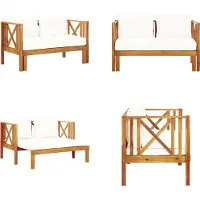 vidaXL 2 Sitzer Gartenbank mit Kissen 122 cm Massivholz Akazie - Gartenbank - Gartenbänke - Terrassenbank - Terrassenbänke