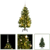 The Living Store Künstlicher Weihnachtsbaum Klappbar 150 LEDs & Kugeln 120 cm