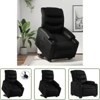 The Living Store Relaxsessel mit Aufstehhilfe Schwarz Kunstleder