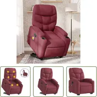 The Living Store Massagesessel mit Aufstehhilfe Weinrot Stoff