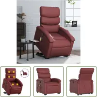 The Living Store Massagesessel mit Aufstehhilfe Elektrisch Weinrot Kunstleder