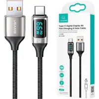 Usams Geflochtenes Kabel U78 Usb-C 1,2 M Led 6 A Schnellladung Weiß/Weiß Sj544Usb02 (Us-Sj544)