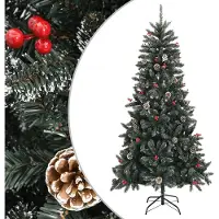 The Living Store Künstlicher Weihnachtsbaum mit Ständer Grün 210 cm PVC
