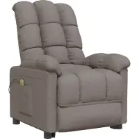Syfax Massagesessel Taupe Stoff, manuelle Liegefunktion, 6-Punkt-Vibrationsmassage, 74x99x102 cm (BxTxH)