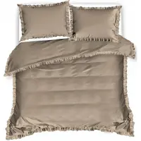Cotton World Baumwolle World Bettwäsche mit Rüschen Cappuccino 200x220 cm