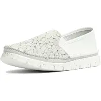 MACIEJKA Damen Schlupfschuhe aus Echtleder Weiß Silber, 2 cm Absatz, elastische Seiteneinsätze, flexible Sohle, Modell 0351270000