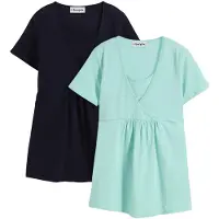Bonprix "2-in-1 Umstands- und Stillshirts (2er Pack?)" Packung, 2 Stk. figurumspielende Passform, mit Wickelschnitt
