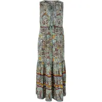Bonprix Maxikleid eleganter Stil, aus Viskose, Loose Fit, ärmellos, mit Bordürendruck