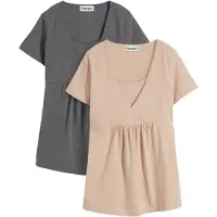 Bonprix "2-in-1 Umstands- und Stillshirts (2er Pack?)" Packung, 2 Stk. figurumspielende Passform, mit Wickelschnitt