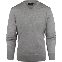 Steppin' Out Pullover V-Ausschnitt Merinowolle Melange Grau
