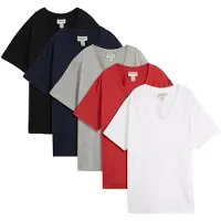 Bonprix Longshirt "Weites Long-Shirt mit V-Ausschnitt, Kurzarm (5er Pack)" Packung, 5 tlg. lockere Passform, Kurzarm, mit V-Ausschnitt, unifarben