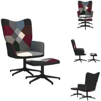 vidaXL Relaxsessel mit Hocker Patchwork Stoff - Sessel