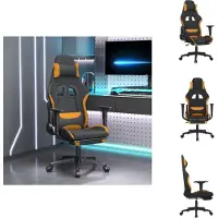 vidaXL Gaming-Stuhl mit Massage & Fußstütze Schwarz und Orange Stoff - Gaming-Sessel