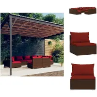 vidaXL 9-tlg. Garten-Lounge-Set mit Kissen Braun Poly Rattan - Gartenmöbel-Sets