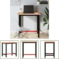 The Living Store Werkbank 80x55x81,5 cm Massivholz Buche und Metall