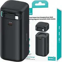 Usams Powerbank mit einziehbarem Lightning-Kabel 18000 mAh PD45W Schnellladung XMF Serie Schwarz/Schwarz 20KCD21701 (US-CD217)