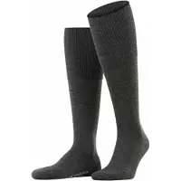 Falke Airport Plus Herren Kniestrümpfe, 43-44, Grau, Uni, Schurwolle