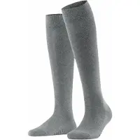 Falke Family Damen Kniestrümpfe, 39-42, Grau, Uni, Baumwolle