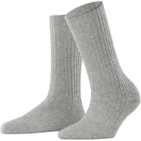 Falke Cosy Wool Boot Damen Bootsocken, 35-38, Grau, Rippe, Wolle