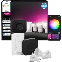 Philips Hue White & Color Ambiance Starter-set: 3 Gu10-lampen + Dimmschalter + Bridge Pro