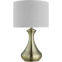 Searchlight Tischlampe, Touch, Dimmbar, Antik, Brass, Stoff, Messing