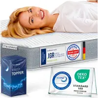 Aktiv shop GmbH ELONEO Viscoelastischer Matratzen Topper 100x200cm, Matratzentopper mit Memory Foam Effekt, 5 cm Höhe, Matratzenauflage für Bett und Boxspringbett
