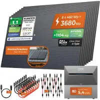 Solarway All In One Balkonkraftwerk mit Speicher 3680W komplett Steckdose - 5,4 kWh Anker Solix 3 PRO Speicher