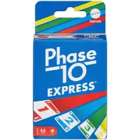 Mattel Games Phase 10 Express-Kartenspiel mit kleinerem, praktischerem Kartendeck für ein schnelleres Spiel für 2–3 Spieler, Kartenspiel, Abwurf, 7 Jahr(e), Familienspiel