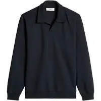 Marc o'polo Denim Herren Polo-Sweatshirt - Interlock Jersey Poloshirt, Longsleeve, Bio-Baumwolle, Relaxed Fit Dunkelblau / XL