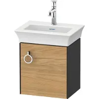Duravit White Tulip, Waschtischunterbau wandhängend, Breite 384 x Tiefe 298mm, mit 1x Tür Anschlag rechts, mit Griff, WT4250RH558, Farbe: Korpus: Graphit Seidenmatt, Front: Eiche Natur Massiv