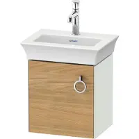 Duravit White Tulip, Waschtischunterbau wandhängend, Breite 384 x Tiefe 298mm, mit 1x Tür Anschlag links, mit Griff, WT4250LH536, Farbe: Korpus: Weiß Seidenmatt, Front: Eiche Natur Massiv