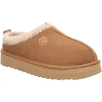Rohde Pantoffel "Genova", Damen, Gr. 38, braun (hellbraun), Veloursleder, Schuhe Pantoffel, Mules, Hausschuh, Homeslipper mit Lammfell